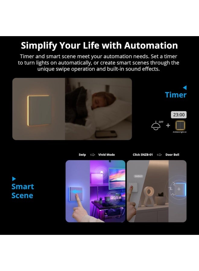 سونوف سويتش حائط ذكي SONOFF TX Ultimate رباعي المفاتيح (4 Gang) بلمس كامل مع إضاءة RGB، يوفر تحكمًا باللمس الكامل، والتحكم عبر الأتمتة، والتحكم الصوتي، والتحكم الذكي ثنائي الاتجاه، مع غطاء قابل للاستبدال، ومتوافق مع Alexa و Google Home، باللون الأبيض. - Image 3